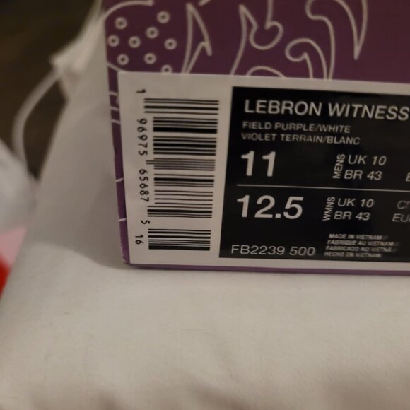 NEW Nike LeBron Witness 8 VIII Field Purple Basketball Shoes FB2239-500 Size 11
